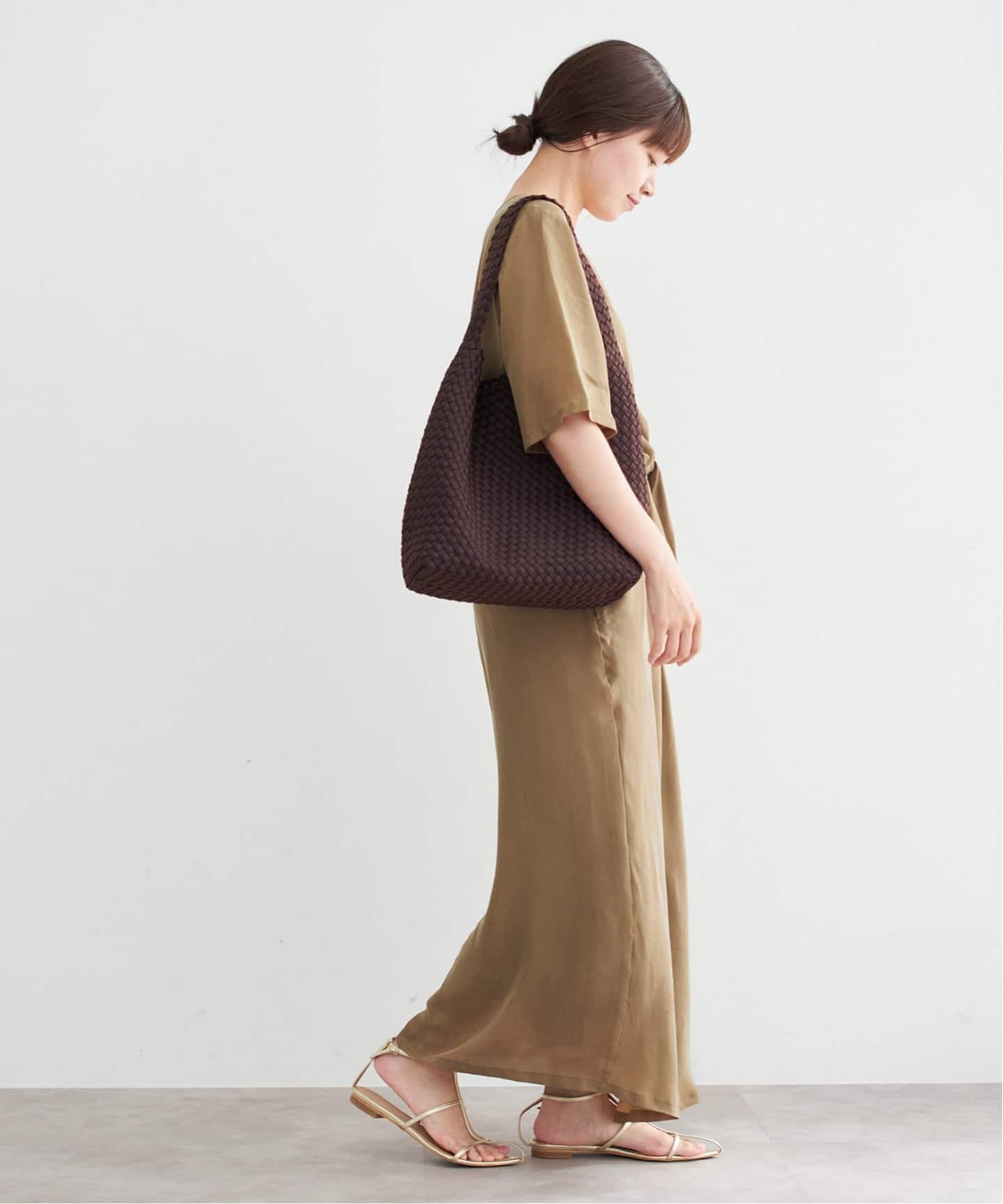 レ*ー様 IENA　キュプラサテンノットワンピース　ネイビー　38 キュプラサテンノットワンピース（ワンピース）｜IENA（イエナ）の通販