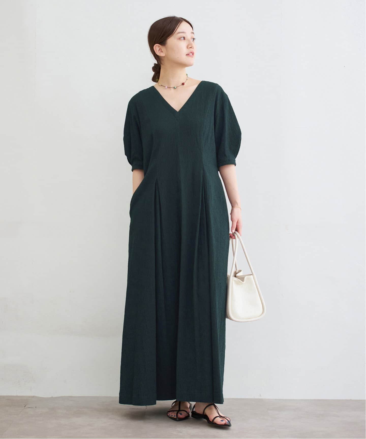 IENA イエナ B. サッカーVネックワンピース 黒 新品 みーさん 追加》B. サッカーVネックワンピース（ワンピース）｜IENA