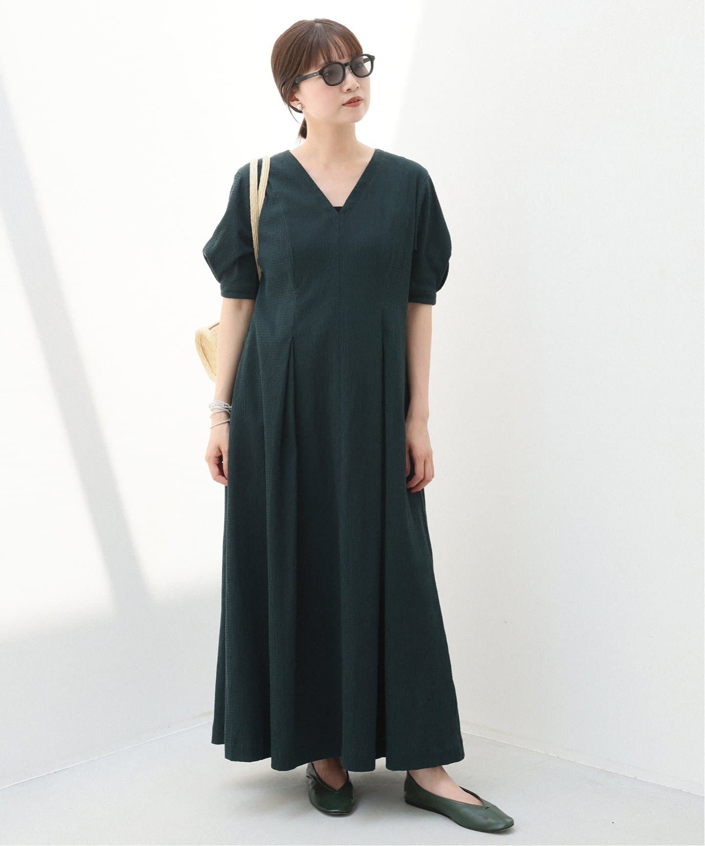 IENA イエナ B. サッカーVネックワンピース 黒 新品 みーさん 追加》B. サッカーVネックワンピース（ワンピース）｜IENA