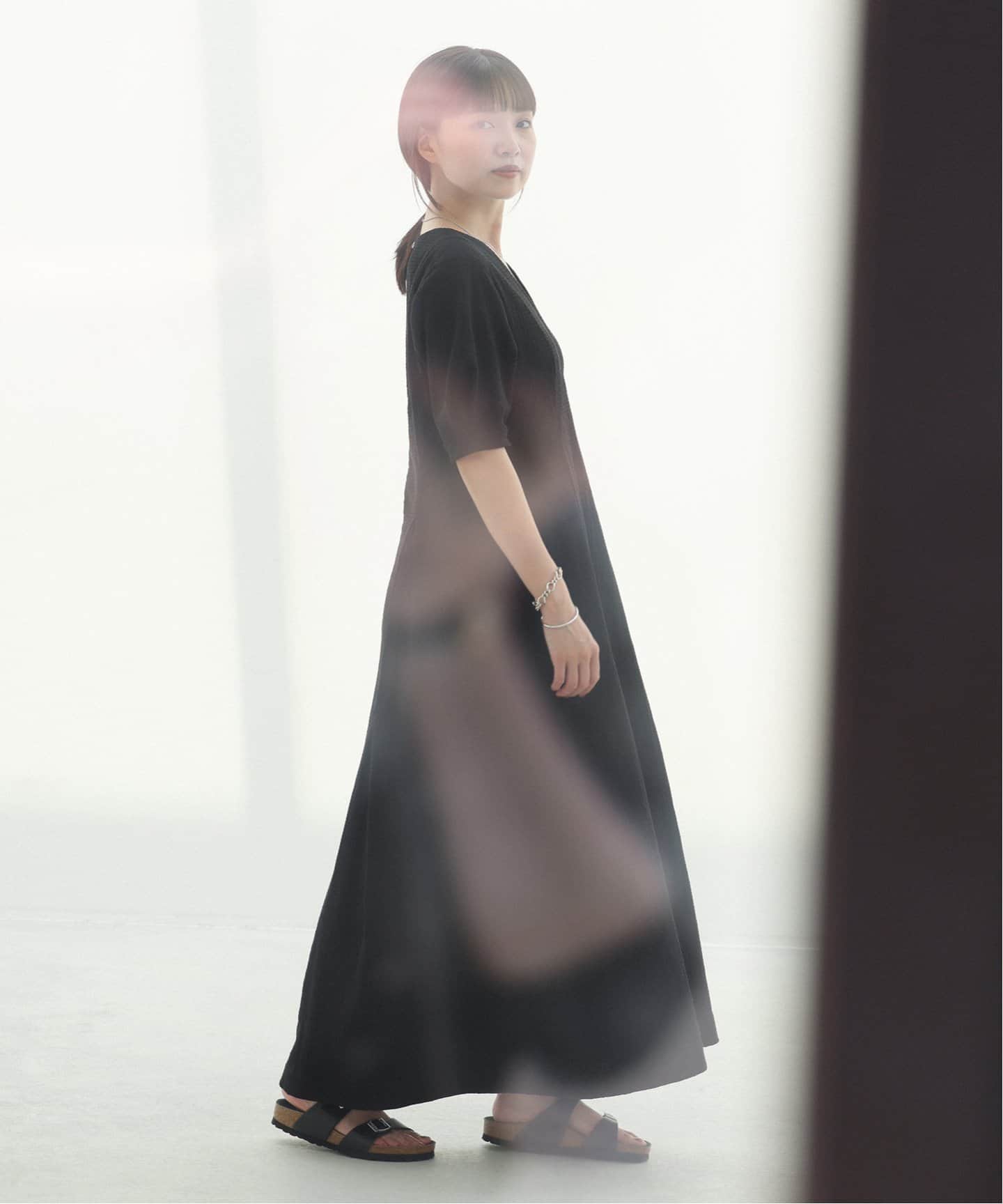 IENA イエナ B. サッカーVネックワンピース 黒 新品 みーさん 追加》B. サッカーVネックワンピース（ワンピース）｜IENA