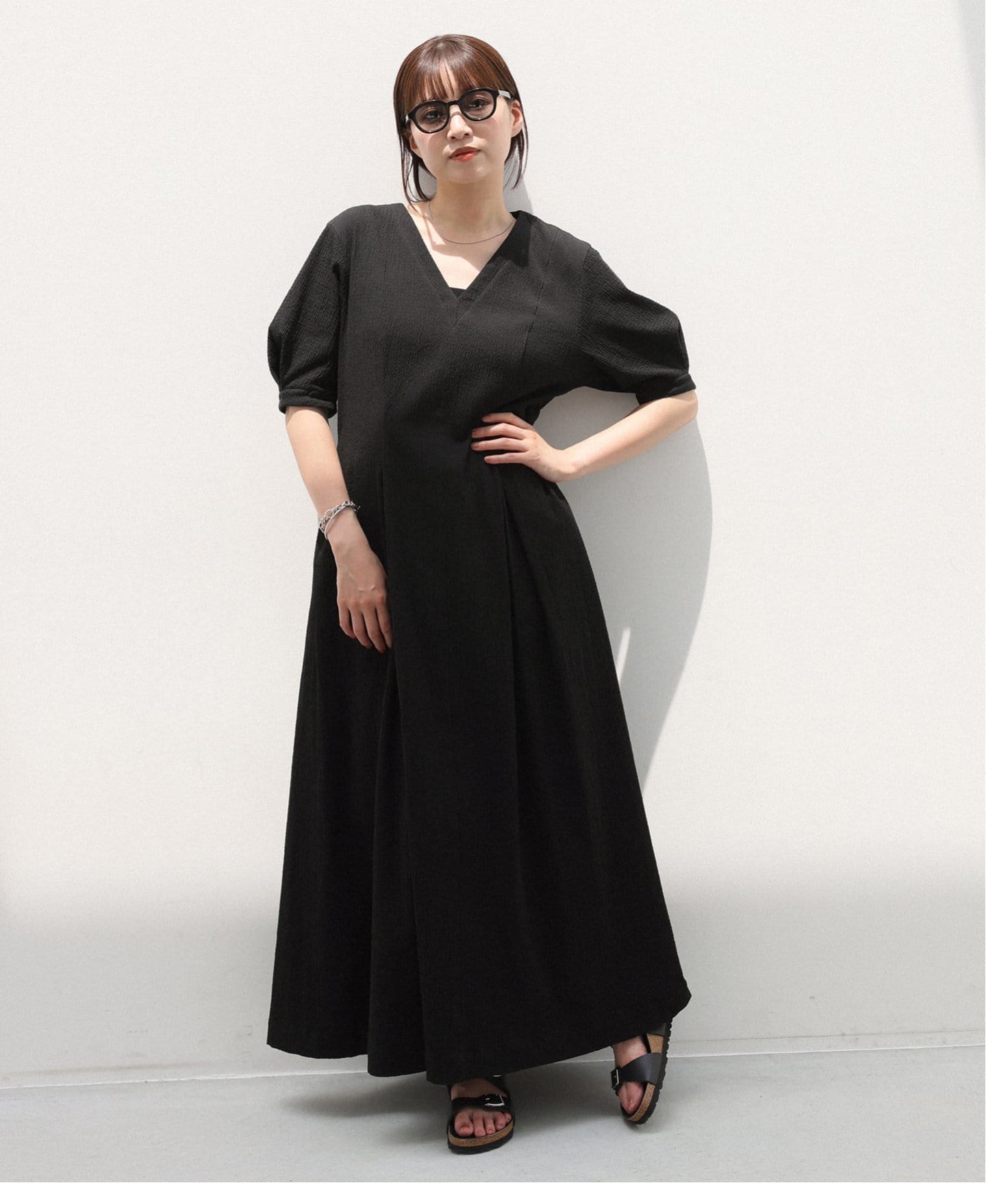 IENA イエナ B. サッカーVネックワンピース 黒 新品 みーさん B. サッカーVネックワンピース(ワンピース)|IENA(イエナ)の