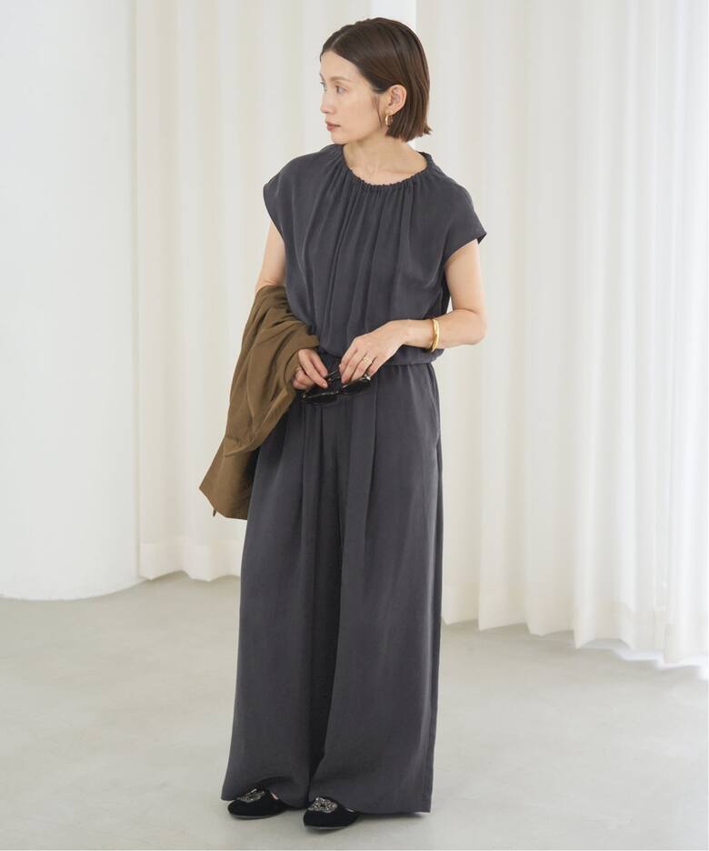 追加3》キュプラギャザーネックオールインワン（つなぎ  