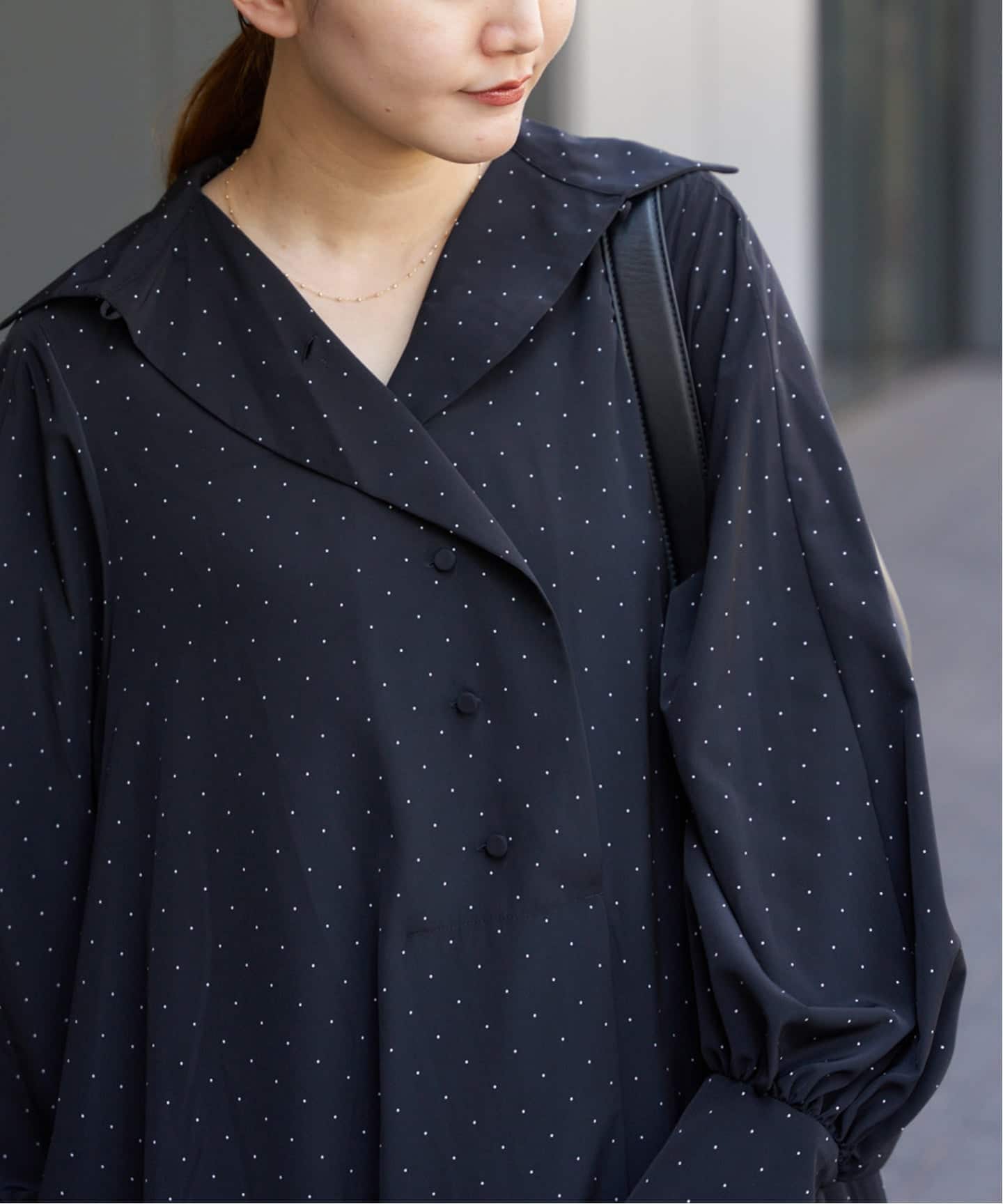 【美品】イエナ 24AW ドットサッシュワンピース オーバーサイズ ブラック 黒 WEB限定/追加3》ドットサッシュワンピース（ワンピース）｜IENA