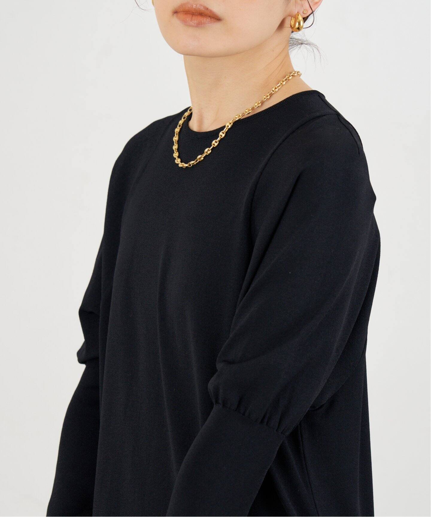 イエナ　IENA ストレッチリネンワンピース　ブラック IENA（イエナ）の「ストレッチリネンワンピース（ワンピース