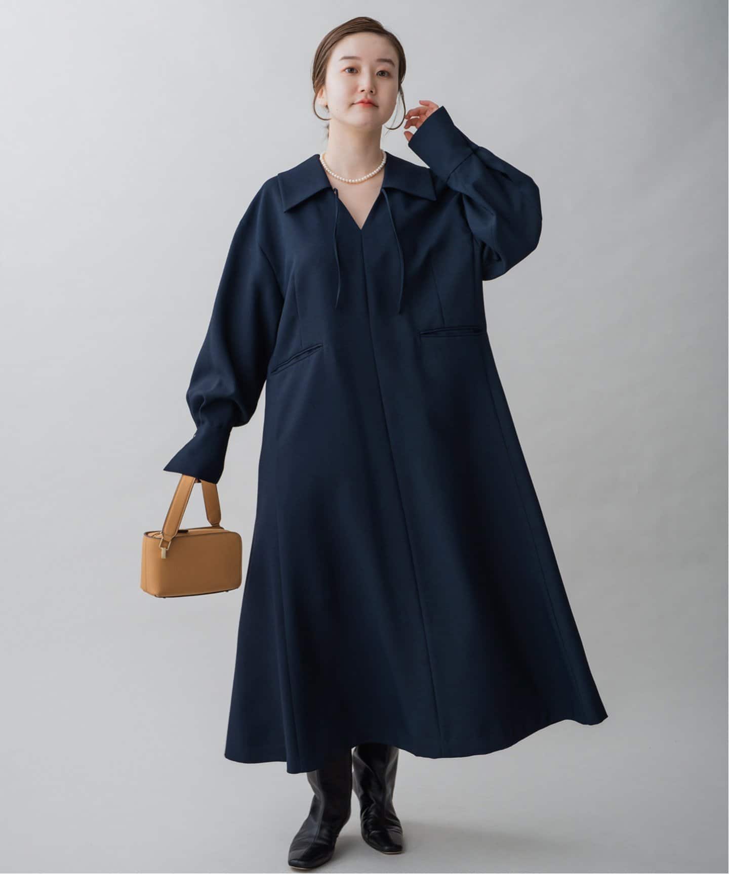 ＆NAVY スキッパーフレアワンピース（ワンピース）｜IENA