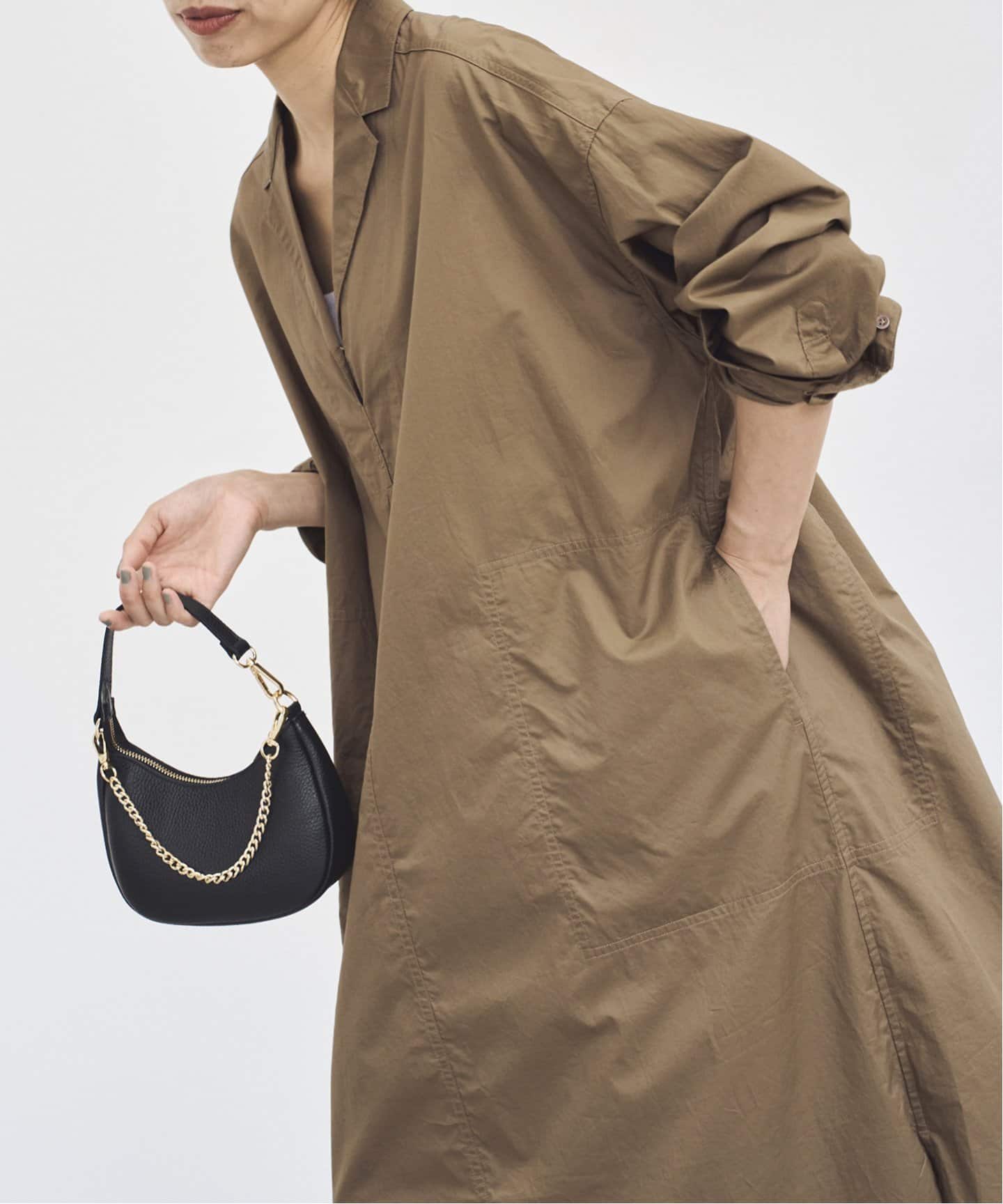 IENA イエナ 24AW シャツワンピ ハイカウントツイル カーキ