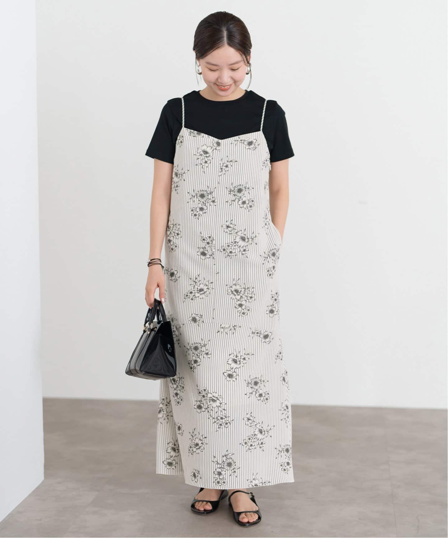フ*ン様 【お値下げします☆美品】IENA イエナ 花柄 ストライプ ワンピース 追加》ストライプフラワーキャミワンピース（ワンピース）｜IENA