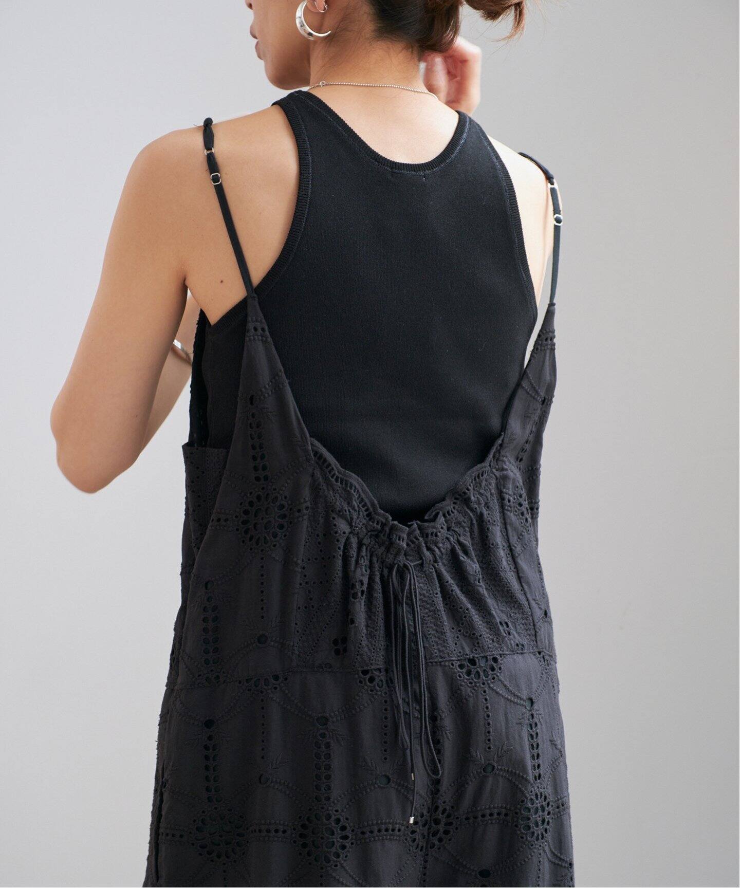 IENA【新品未使用・値札付】レースオールインワン_ブラックsize38 WEB限定/追加6》レースオールインワン（つなぎ／オールインワン