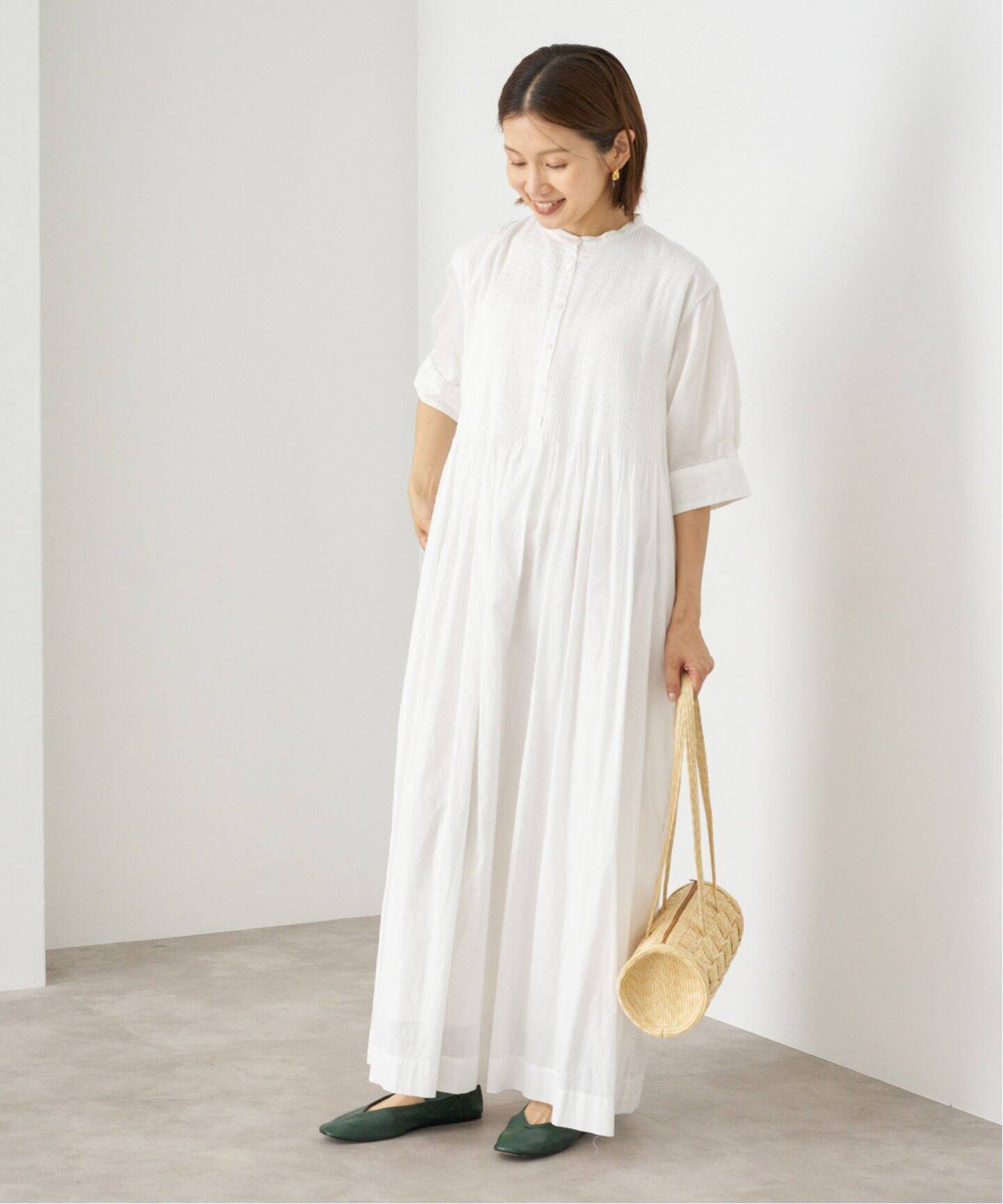 WEB限定/追加》コットンボイルピンタックワンピース（ワンピース