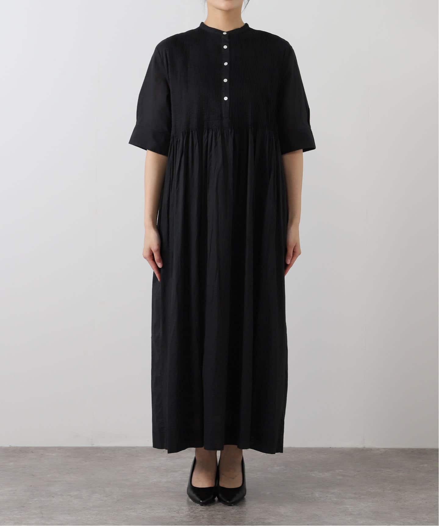 るる様♥【IENA/イエナ】コットンボイルピンタックシャツワンピース/黒 WEB限定/追加》コットンボイルピンタックワンピース（ワンピース