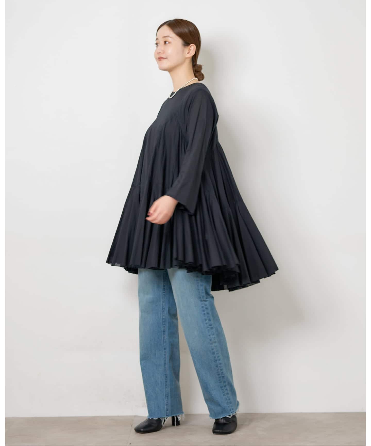 AAYUSHI/アユーシ 別注 ロングスリーブラッフルドレス