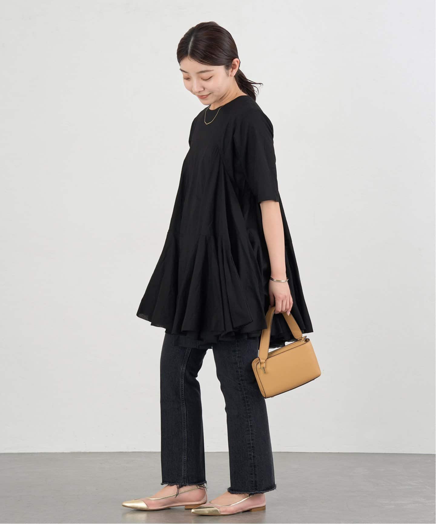 【完売商品】AAYUSHI/アユーシ ボリュームフレアハーフスリーブワンピース 追加》AAYUSHI/アユーシ ボリュームフレアハーフスリーブワンピース