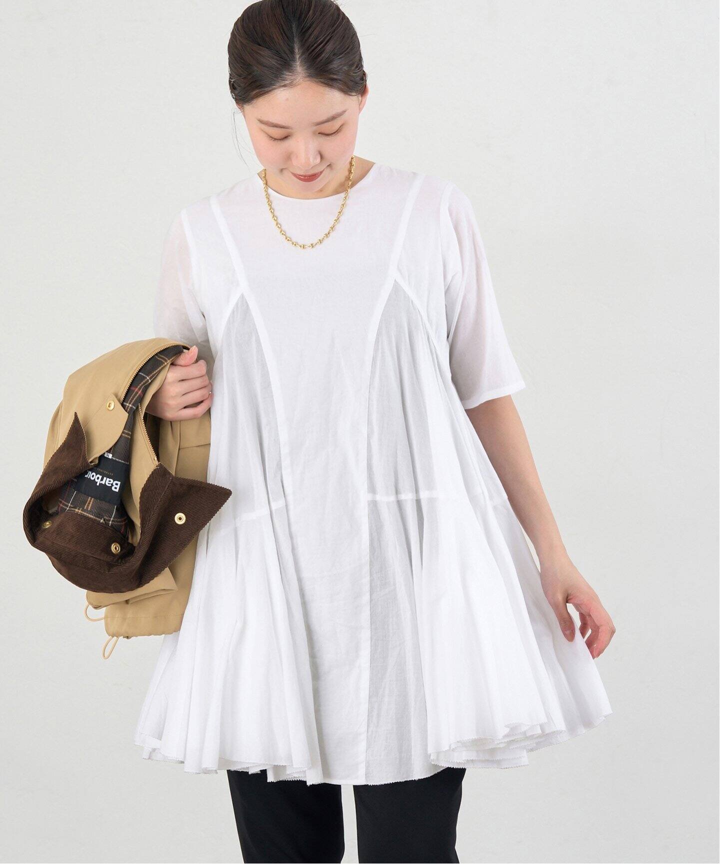 AAYUSHI/アユーシ ボリュームフレアハーフスリーブワンピース