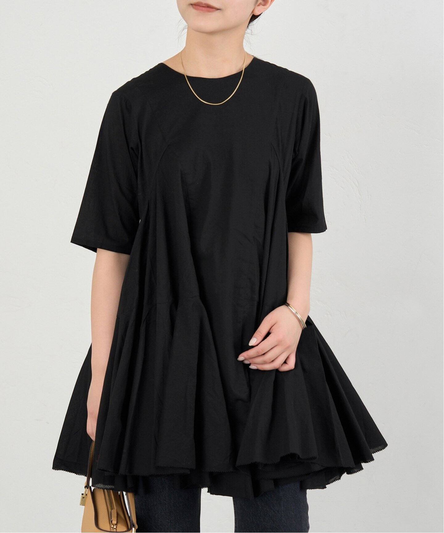 IENA AAYUSHIボリュームフレアハーフスリーブワンピース 追加》AAYUSHI/アユーシ ボリュームフレアハーフスリーブワンピース