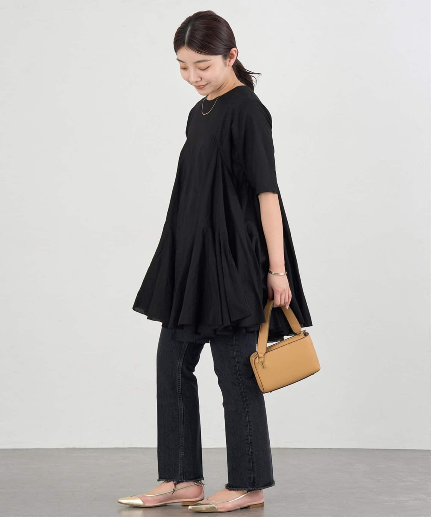 追加》AAYUSHI/アユーシ ボリュームフレアハーフスリーブワンピース