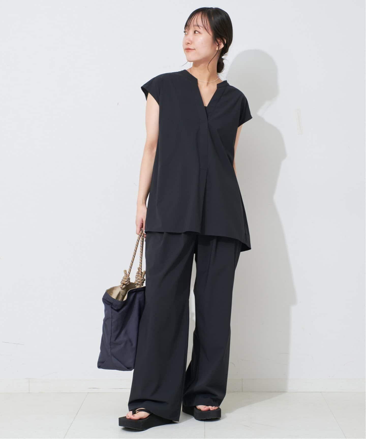 2枚セット/防しわ性/撥水/接触冷感//追加》ナイロンブラウス×パンツ