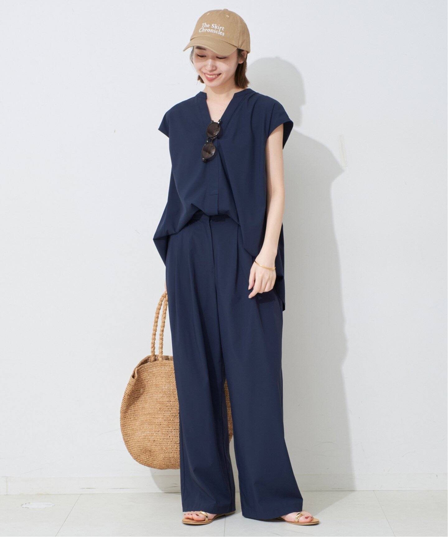 2枚セット/防しわ性/撥水/接触冷感//追加》ナイロンブラウス×パンツ