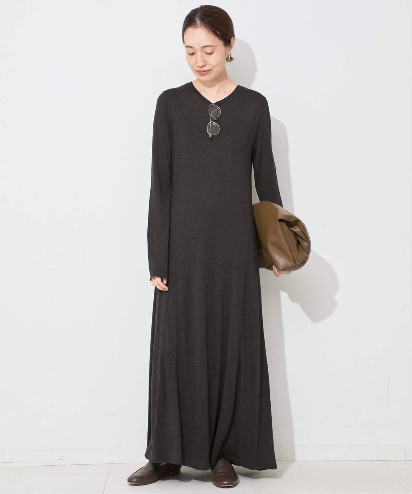 SLOBE IENA ウール混ジャージーフレアワンピース ウール混ジャージーフレアワンピース（ワンピース）｜SLOBE IENA