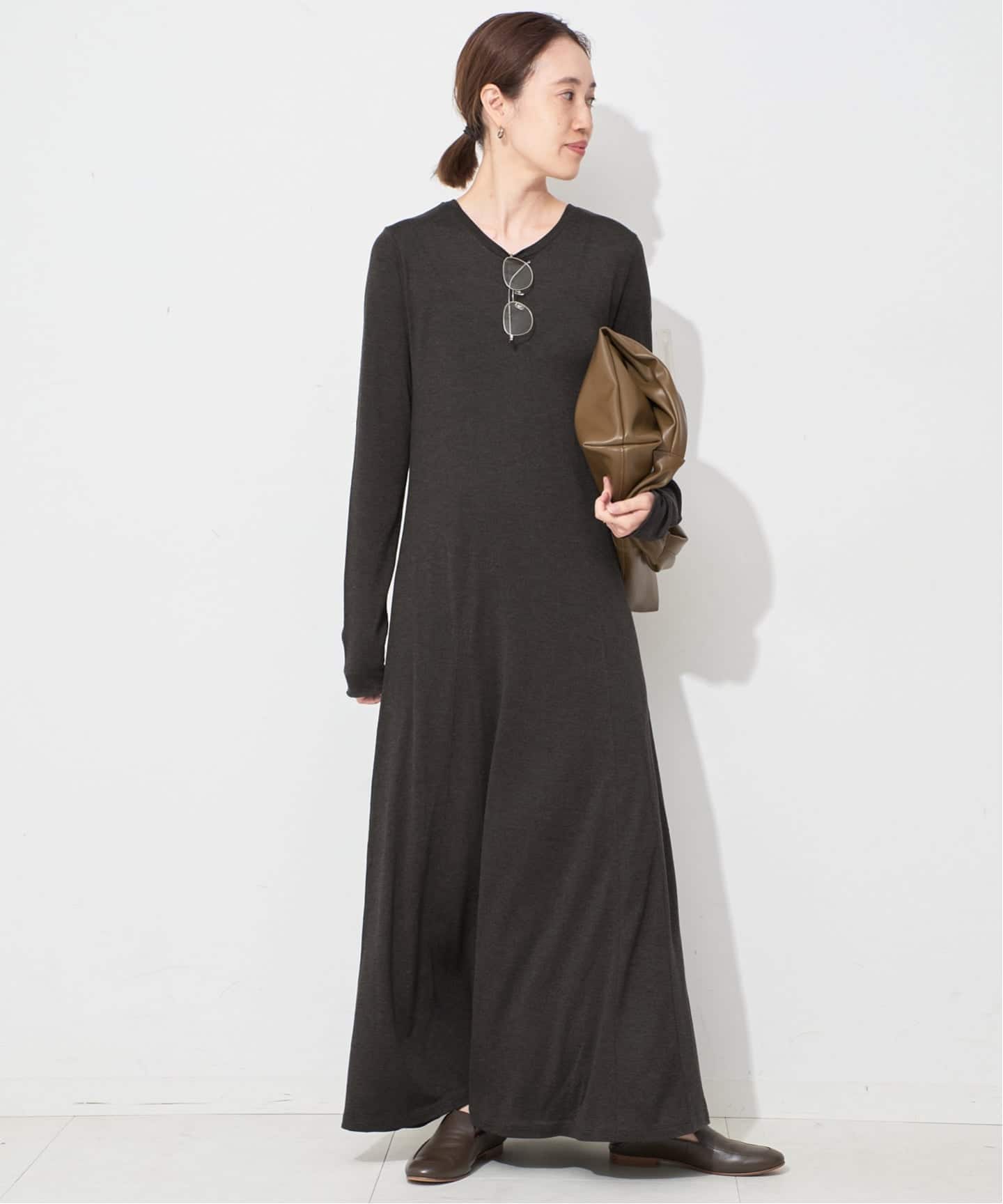 SLOBE IENA ウール混ジャージーフレアワンピース ウール混ジャージーフレアワンピース（ワンピース）｜SLOBE IENA