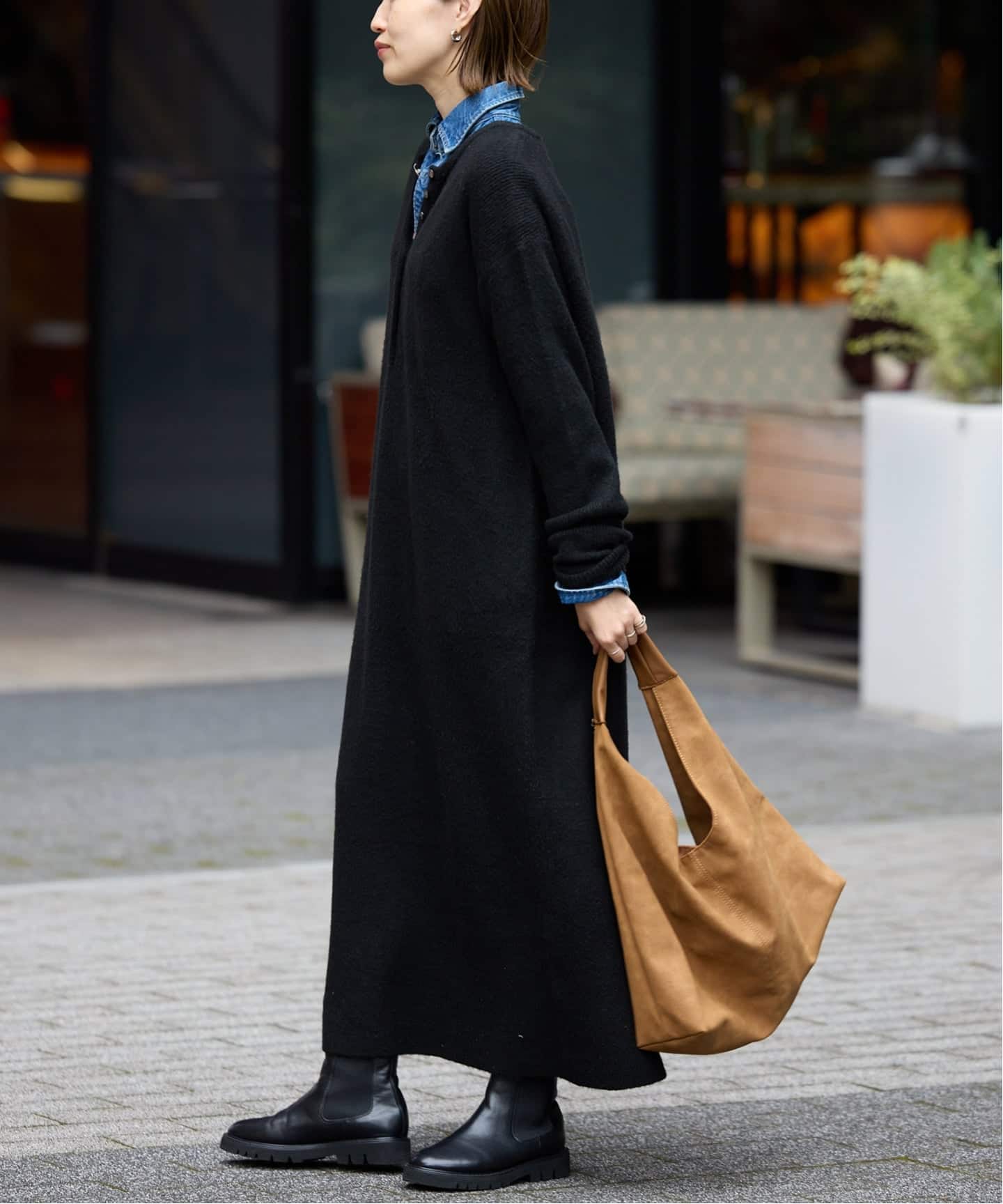 未使用品 HYS BLACK CAT刺繍 綿素材 ニットオーバーサイズワンピース 予約]バイカラーニットワンピース/ブラック – Lumier