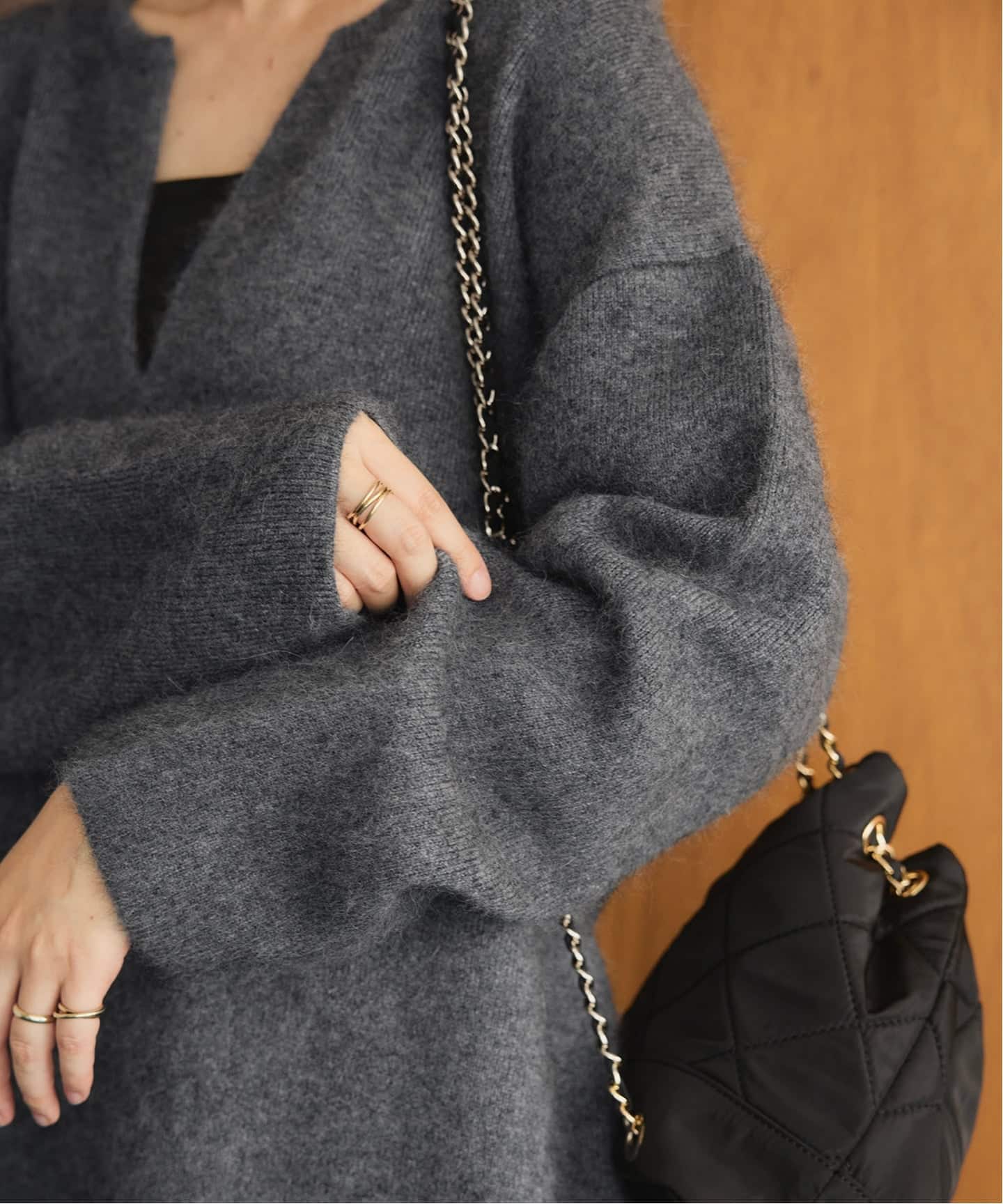 追加》ウォッシャブルファーリーミニワンピース（ニットワンピース