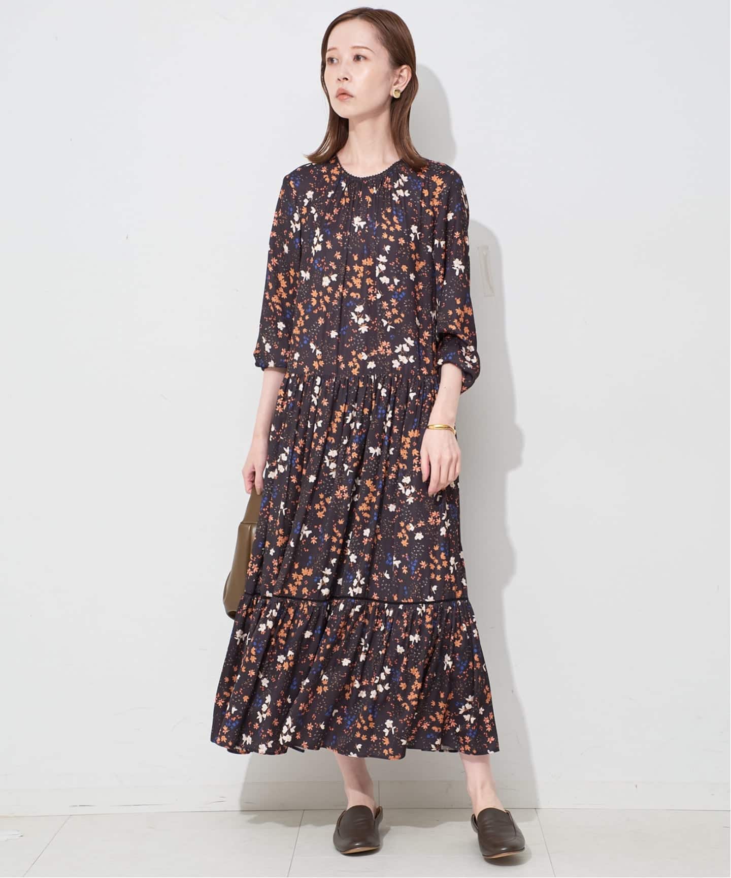 flowerprint ティアードワンピース（ワンピース）｜SLOBE IENA