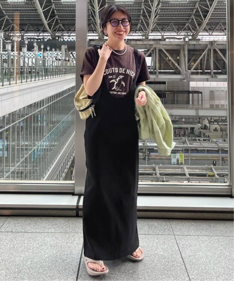 2枚セット/ウォッシャブル》ジャージジャンパースカート×5分袖 Tシャツ 