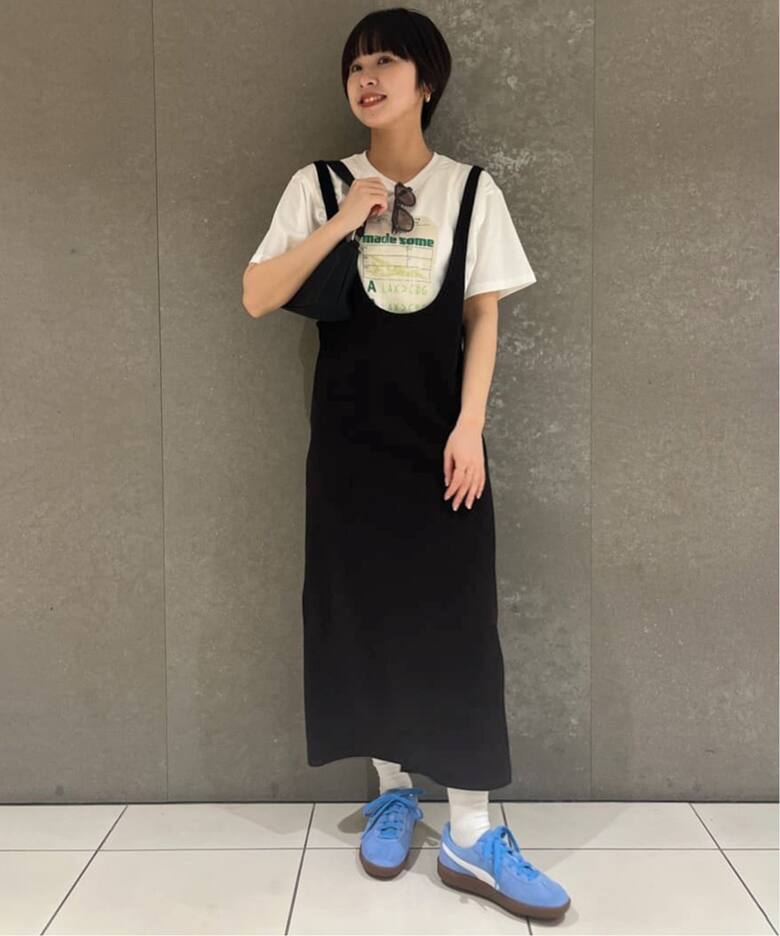 2枚セット/ウォッシャブル》ジャージジャンパースカート×5分袖 Tシャツ 