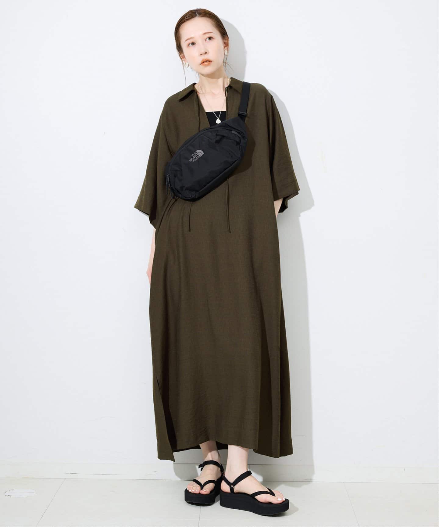 リネン混リラックススキッパーワンピース（ワンピース）｜SLOBE IENA