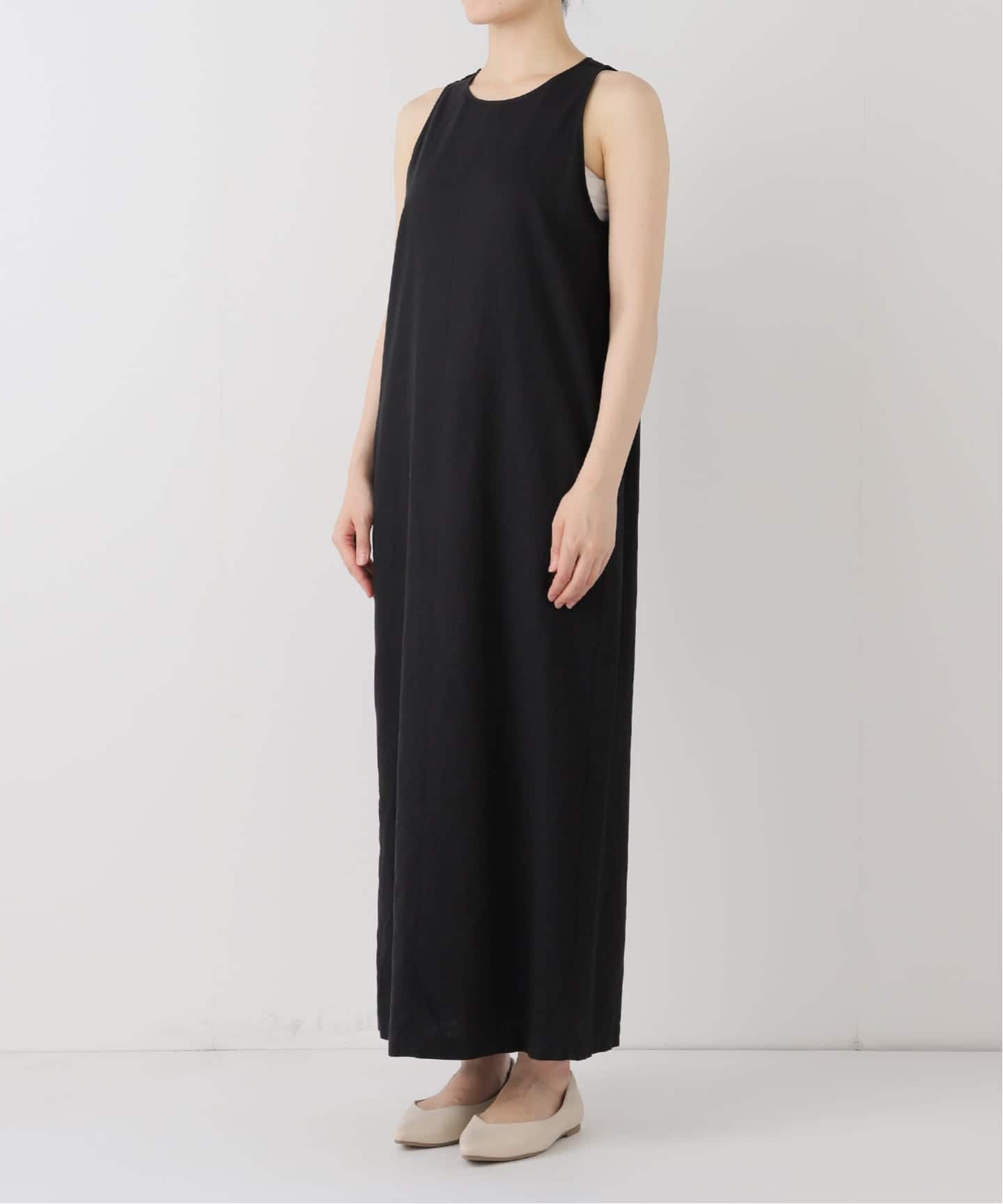 WEB限定/追加》リネンレーヨンノースリーブナローワンピース