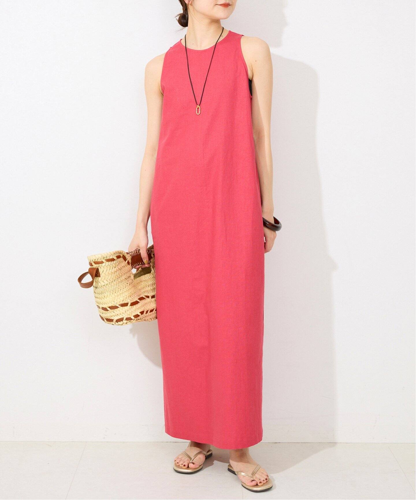 SLOBE IENA リネンレーヨンノースリーブナローワンピース SLOBE IENA｜リネンレーヨンノースリーブナローワンピース