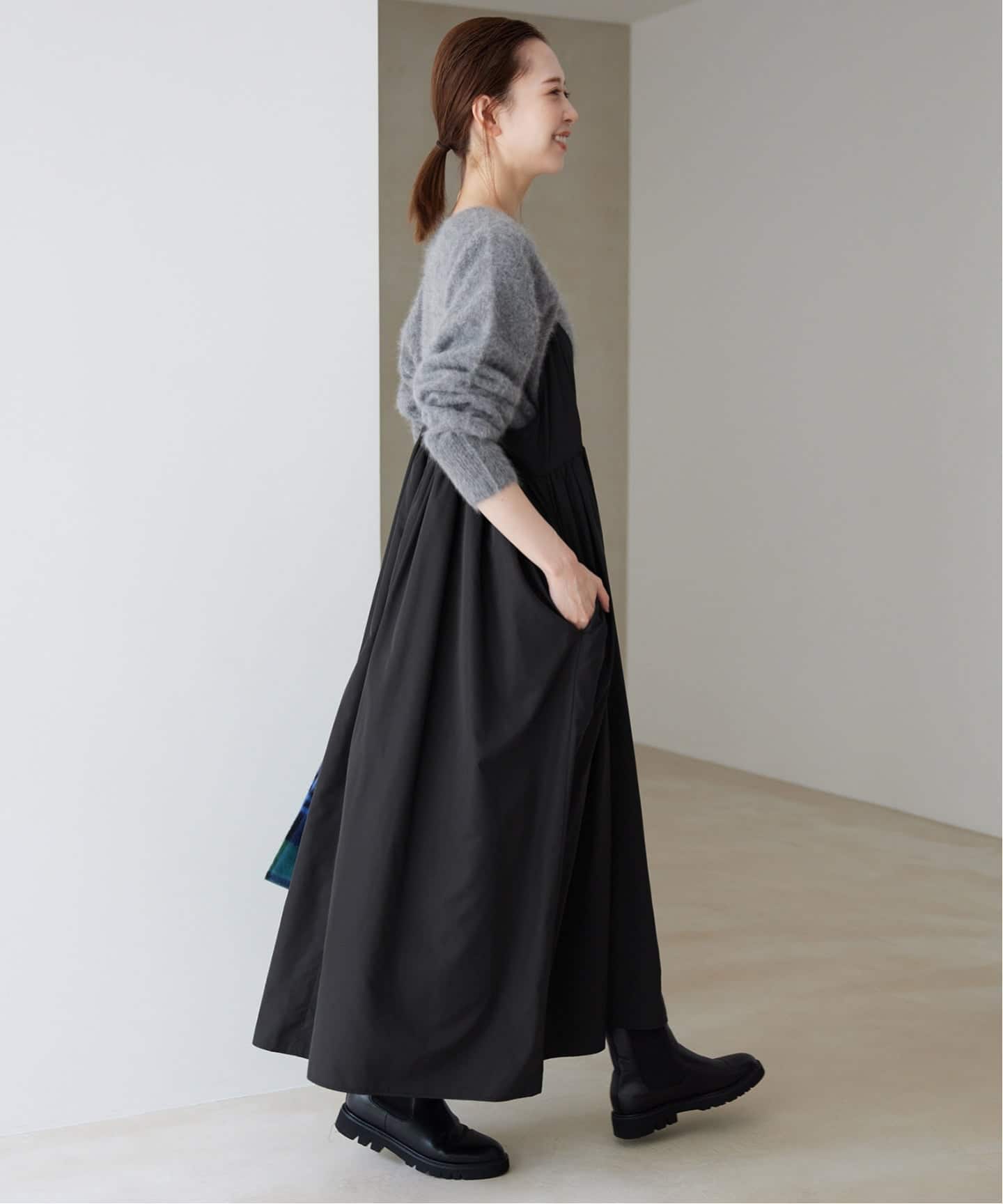 WEB限定/追加3》タフタギャザーキャミワンピース（ワンピース）｜SLOBE