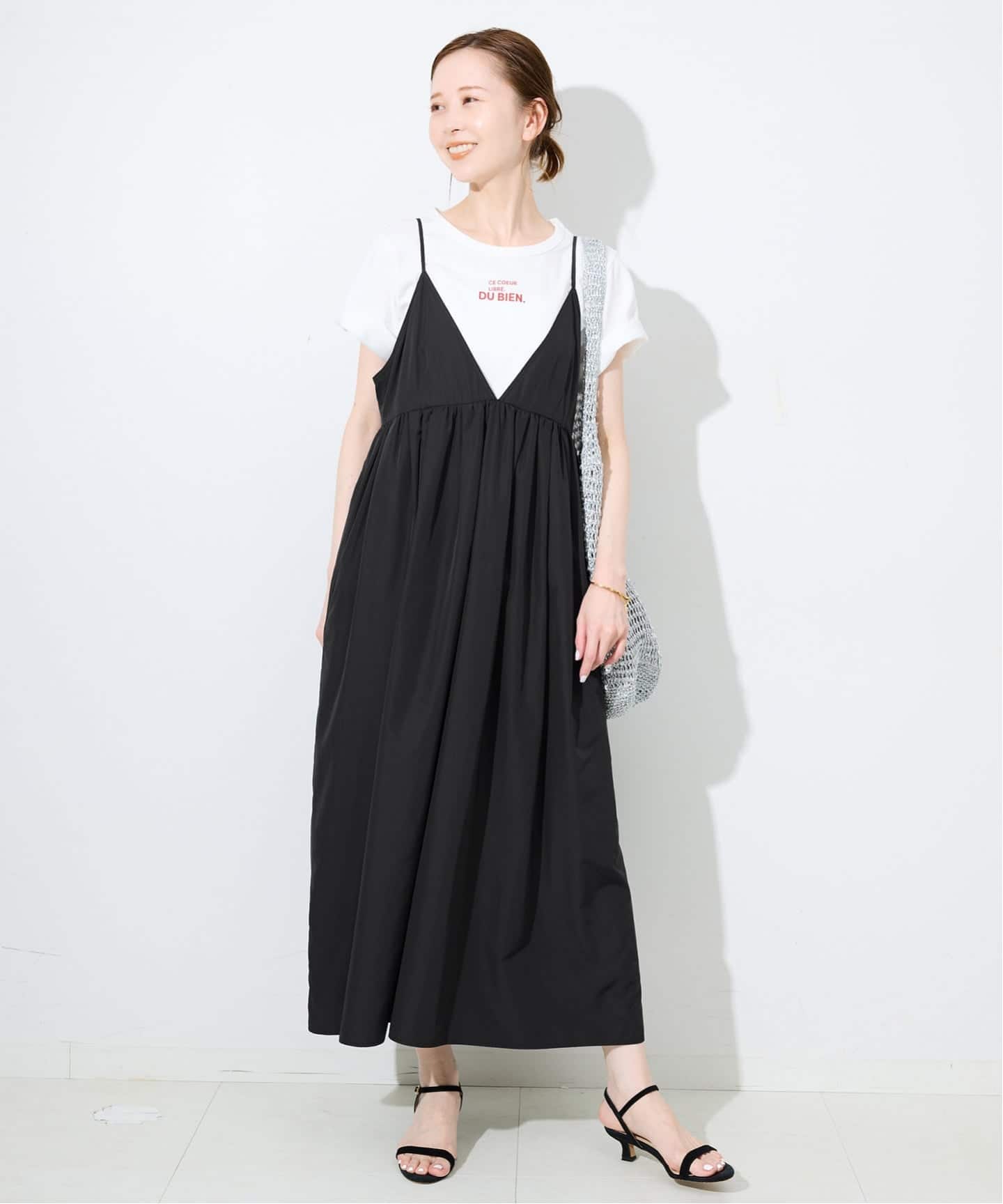 SLOBE IENA タフタギャザーキャミワンピース WEB限定/追加3予約》タフタギャザーキャミワンピース