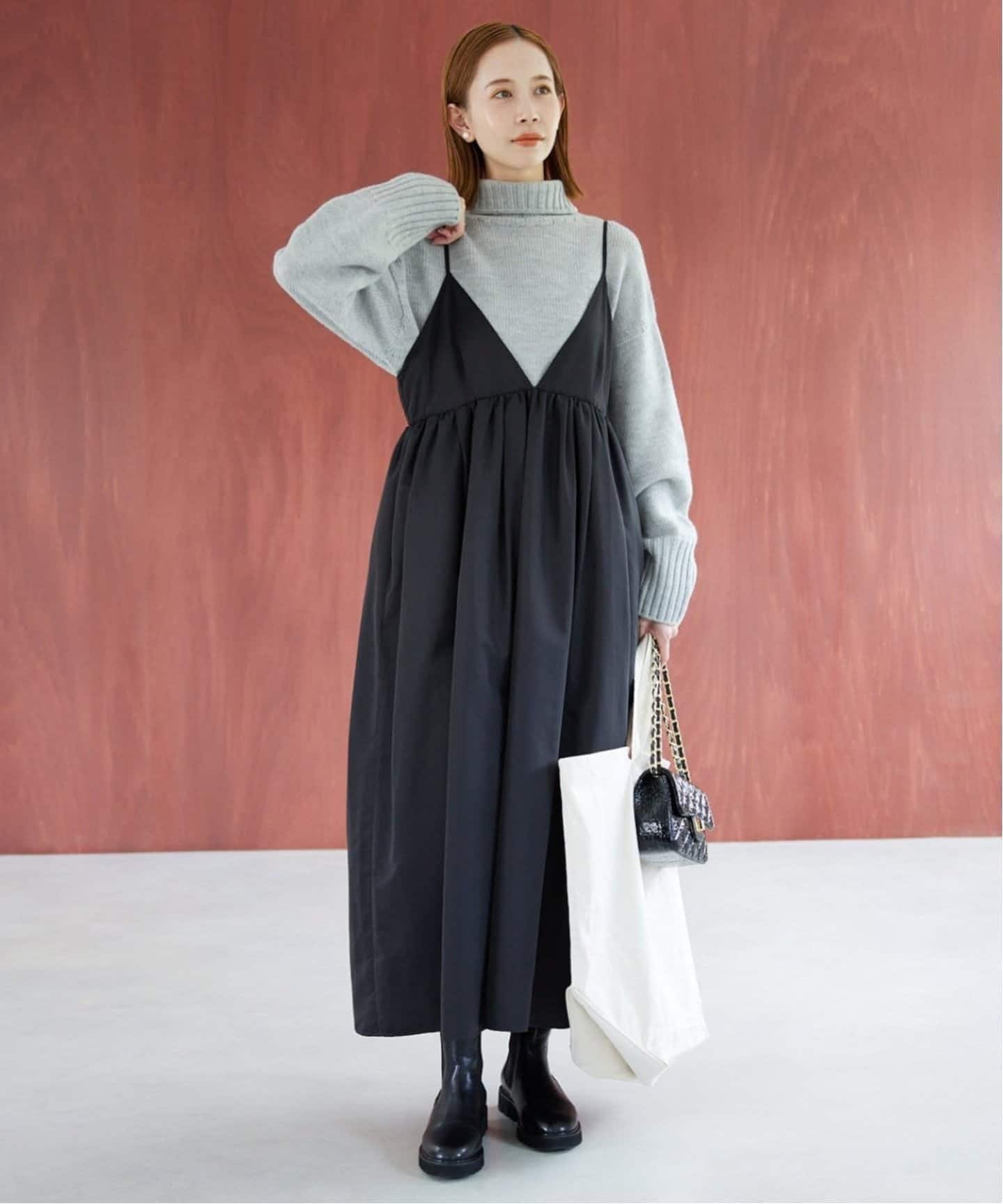 SLOBE IENA タフタギャザーキャミワンピース WEB限定/追加3予約》タフタギャザーキャミワンピース