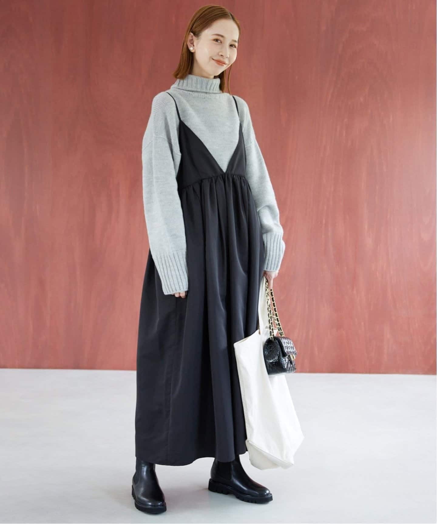 WEB限定/追加3予約》タフタギャザーキャミワンピース（ワンピース