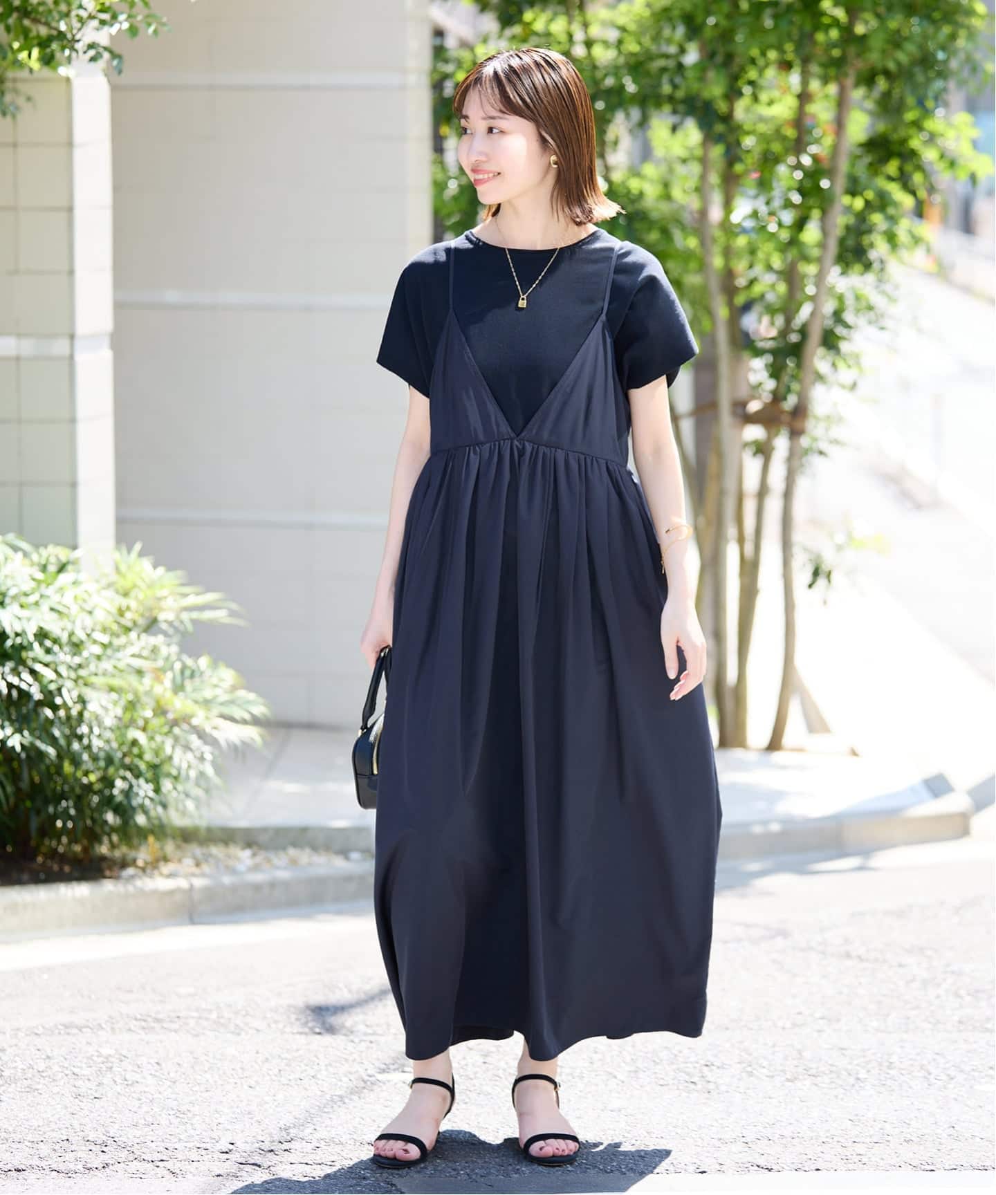 SLOBE IENA タフタギャザーキャミワンピース SLOBE IENA ワンピース 「WEB限定/追加」タフタギャザーキャミ