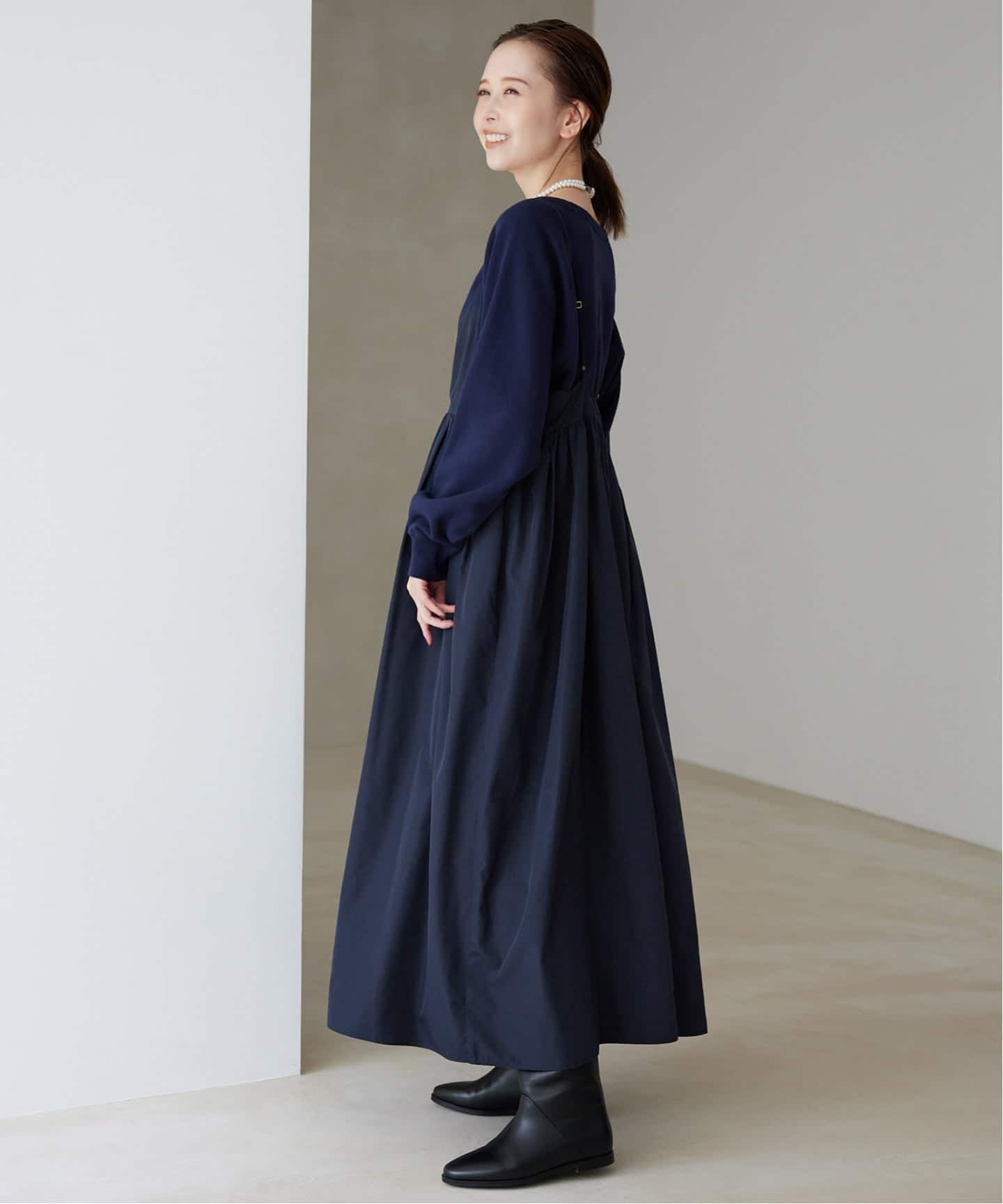 WEB限定/追加3》タフタギャザーキャミワンピース（ワンピース）｜SLOBE