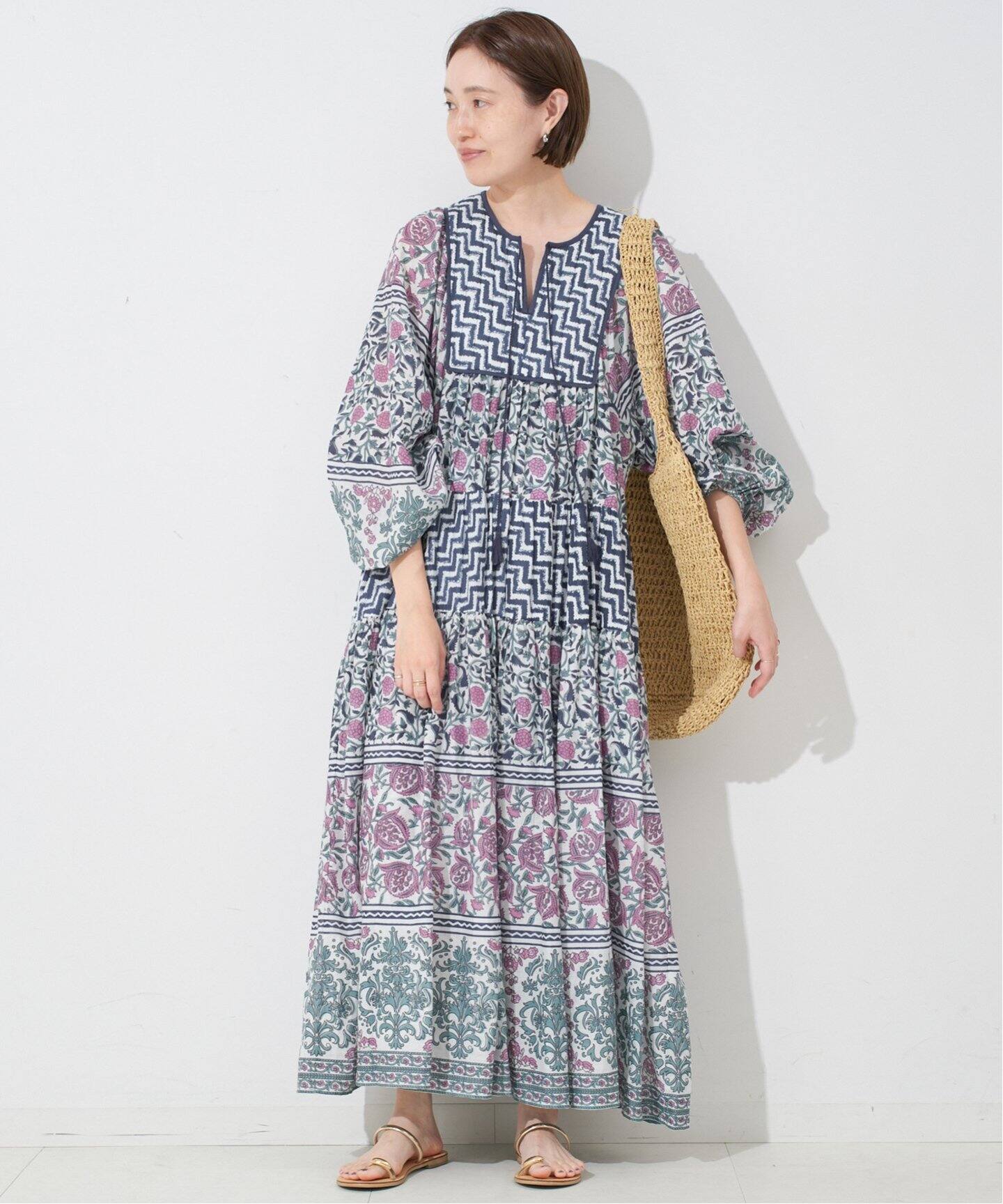 SLOBE IENA インドパネルティアードワンピース38サイズ　完売品　ピンク インドパネルティアードワンピース（ワンピース）｜SLOBE IENA