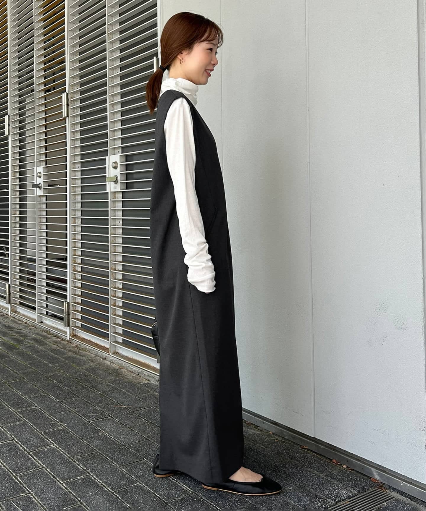 WEB限定/追加》TR Vネックジャンパースカート（ワンピース）｜SLOBE