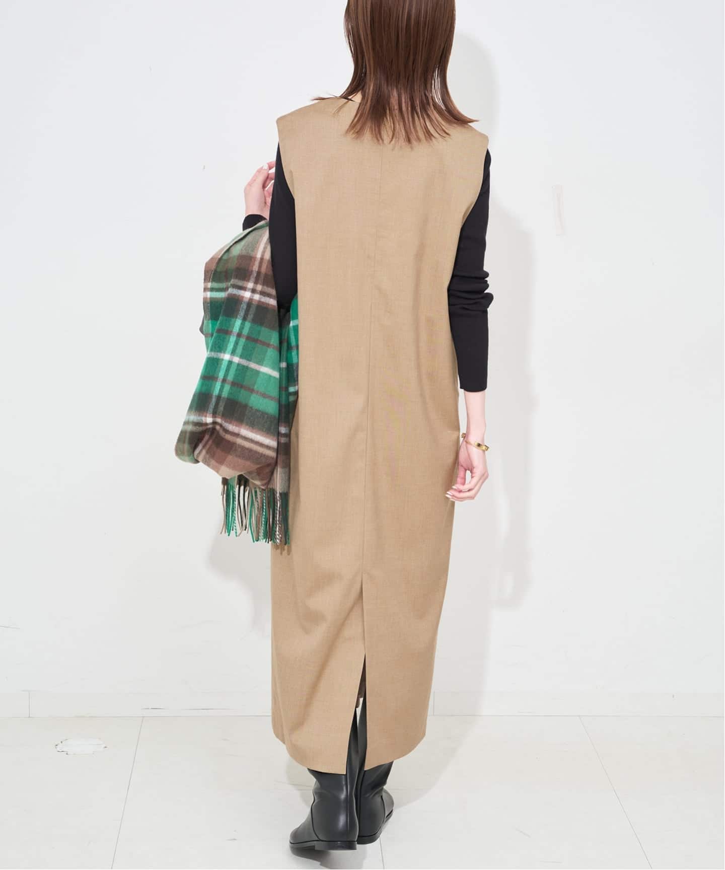 WEB限定/追加》TR Vネックジャンパースカート（ワンピース）｜SLOBE