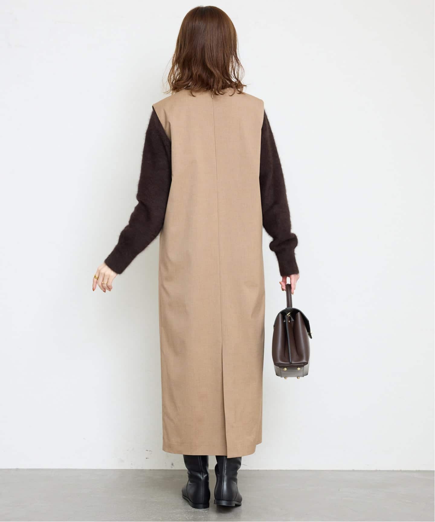 WEB限定/追加》TR Vネックジャンパースカート（ワンピース）｜SLOBE