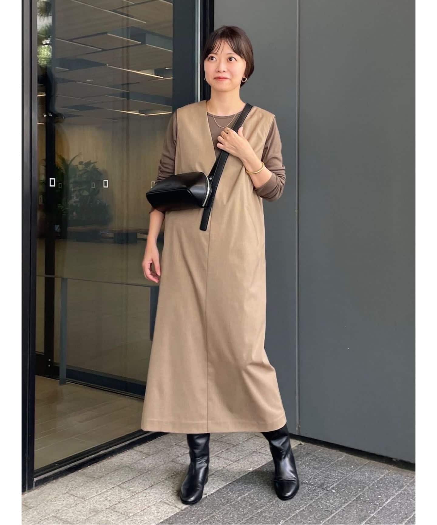 WEB限定/追加》TR Vネックジャンパースカート（ワンピース）｜SLOBE