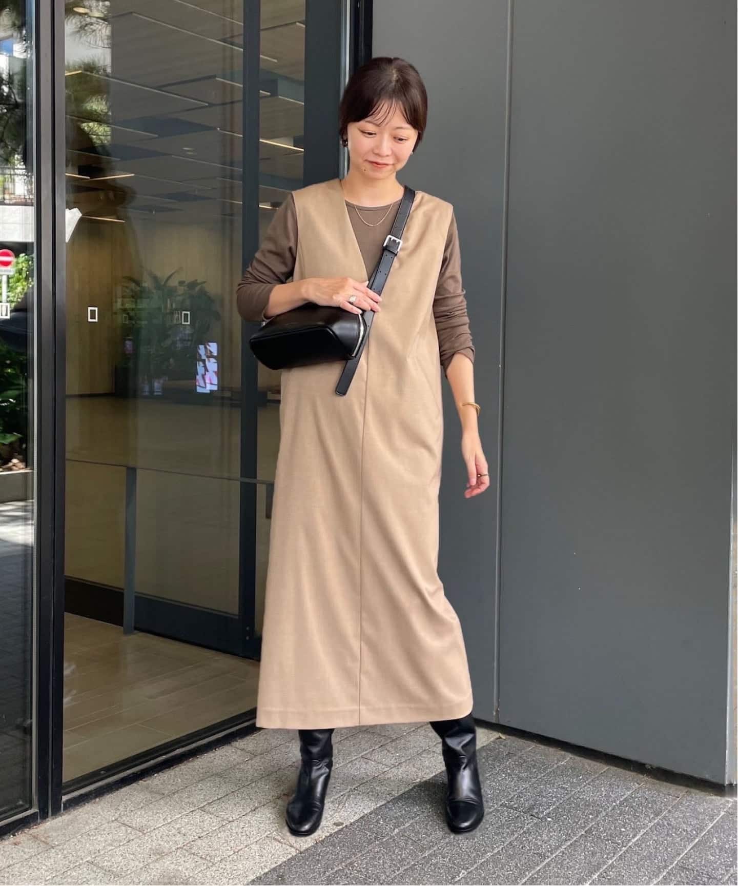 WEB限定/追加》TR Vネックジャンパースカート（ワンピース）｜SLOBE