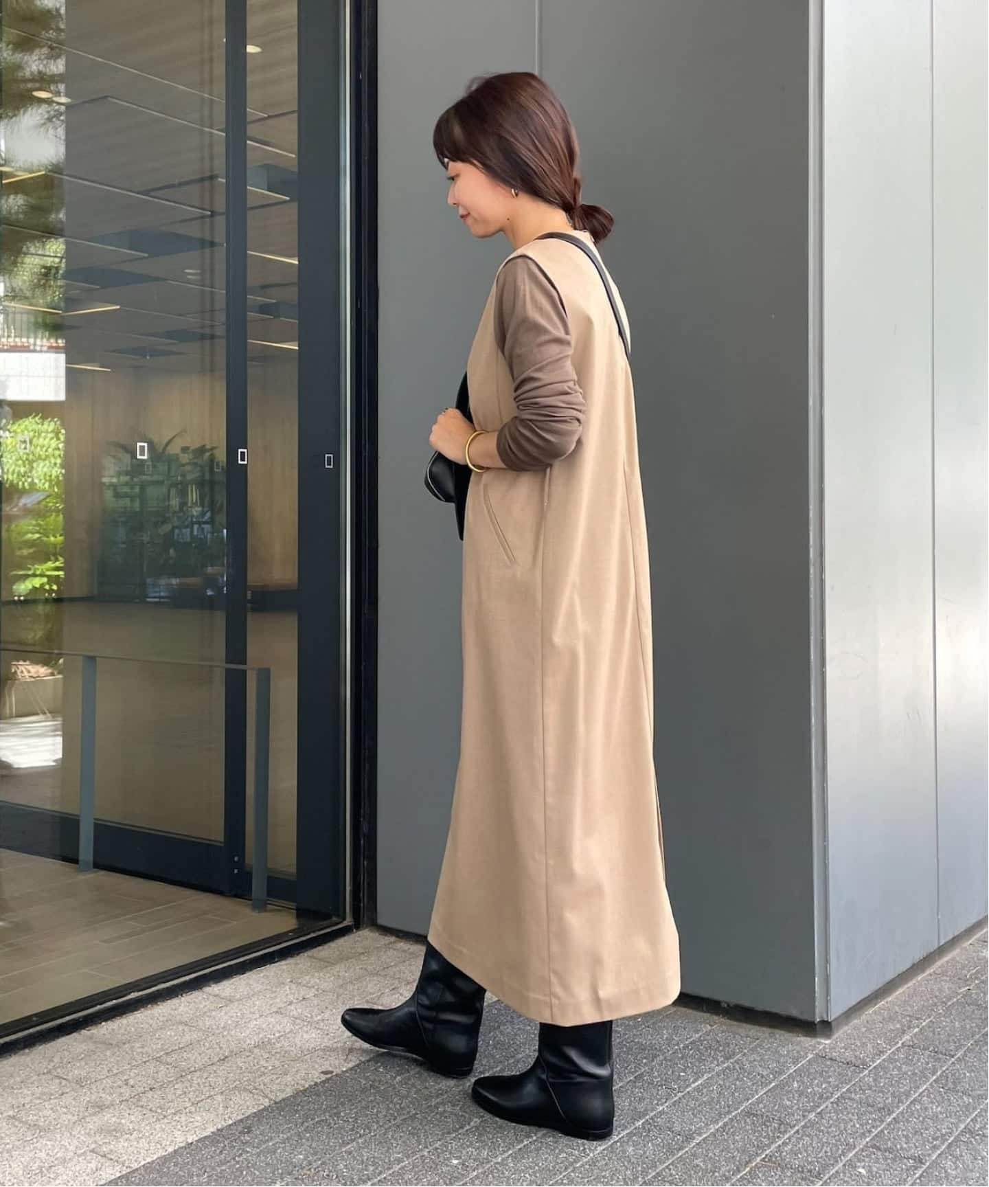 WEB限定/追加》TR Vネックジャンパースカート（ワンピース）｜SLOBE