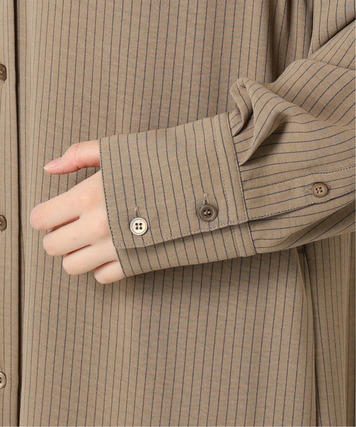 チョークストライプティアードシャツワンピース（ワンピース）｜SLOBE