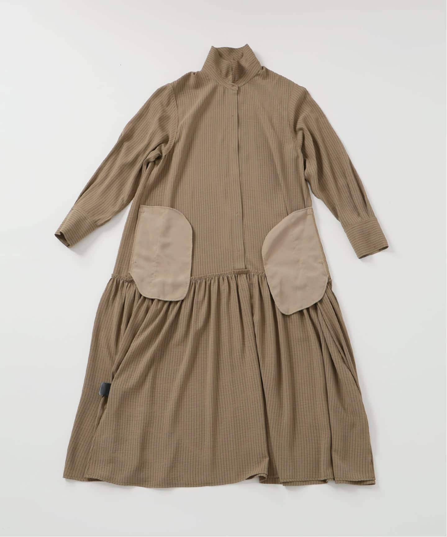 チョークストライプティアードシャツワンピース（ワンピース）｜SLOBE