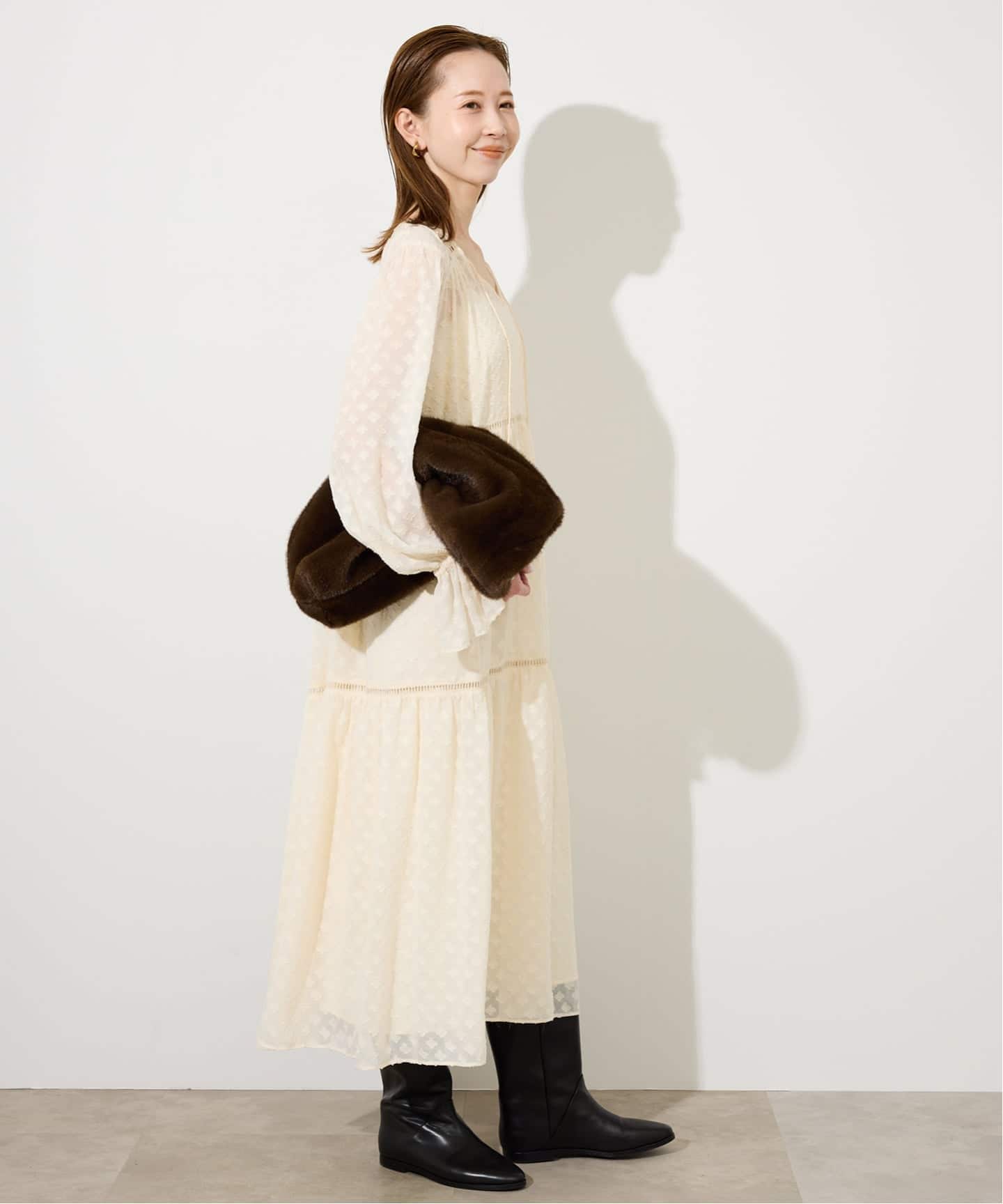 フラワージャガードギャザーワンピース（ワンピース）｜SLOBE IENA