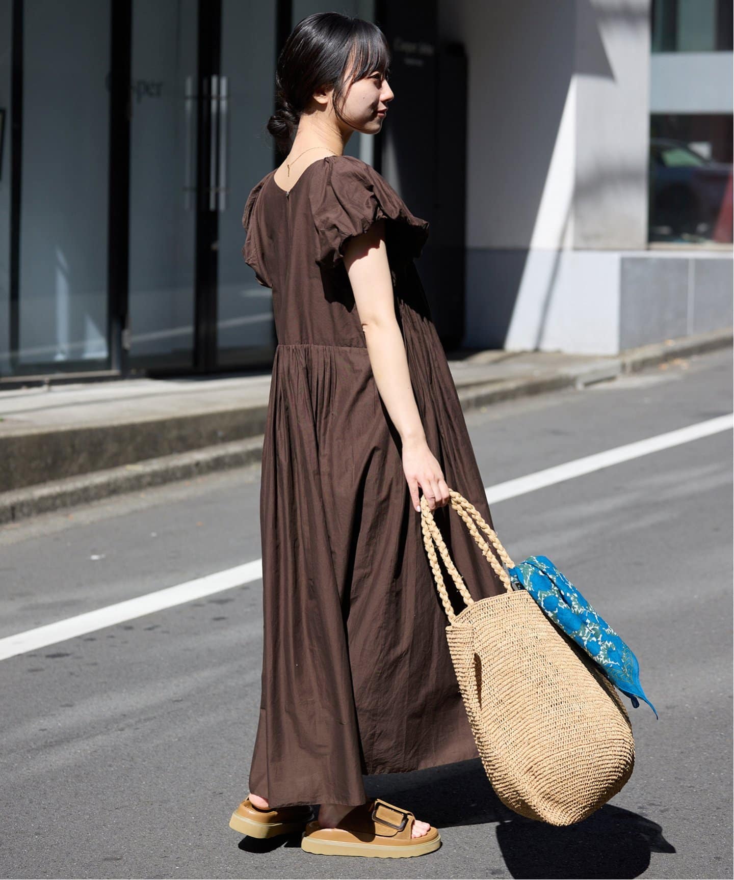 ▪️未使用品▪️SLOBEIENA☆コットンボイルワンピース☆ブルー コットンボイルバルーンワンピース（ワンピース）｜SLOBE IENA
