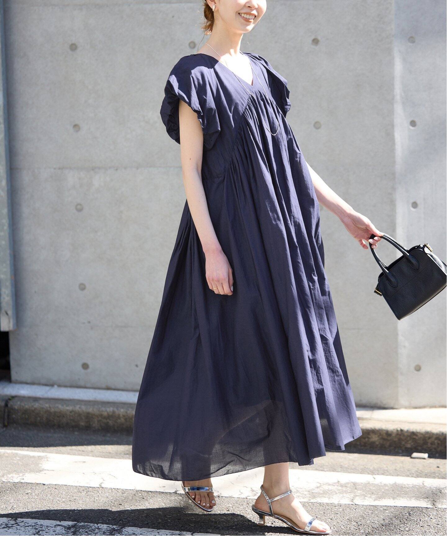 ▪️未使用品▪️SLOBEIENA☆コットンボイルワンピース☆ブルー コットンボイルバルーンワンピース(ワンピース)|SLOBE IENA