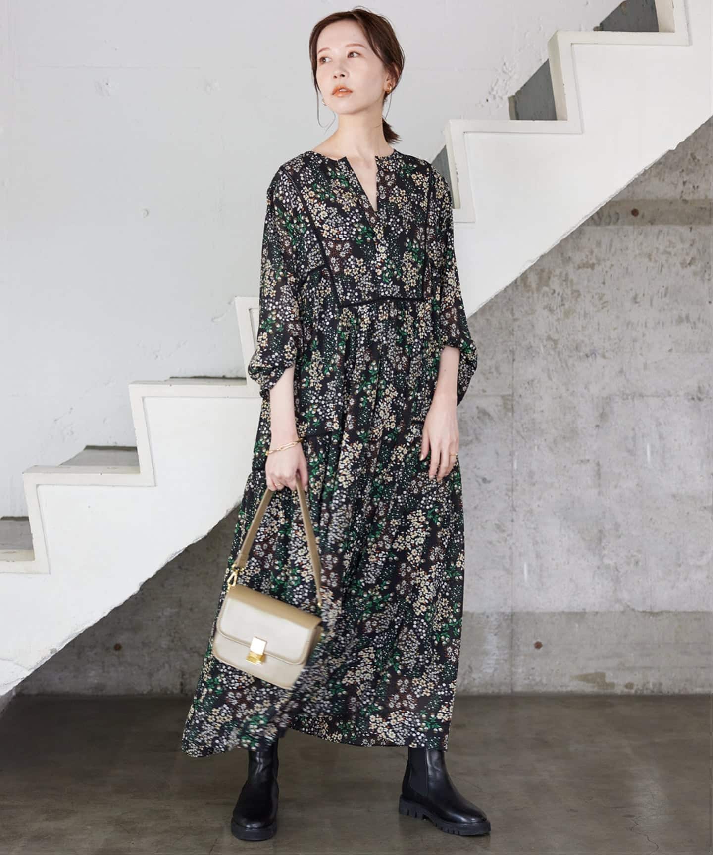 WEB限定/追加4》FLOWER PRINT ワンピース（ワンピース）｜SLOBE IENA